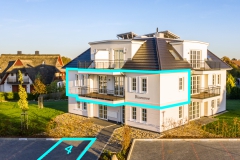 Wohnungsbreite über das gesamte Haus und davorliegendem Stellplatz