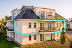 Wohnungsbreite über das gesamte Haus